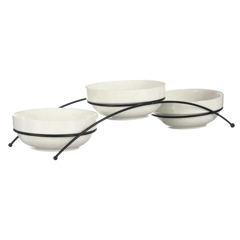 Zestaw 3 Porcelanowych Miseczek Na Stojaku