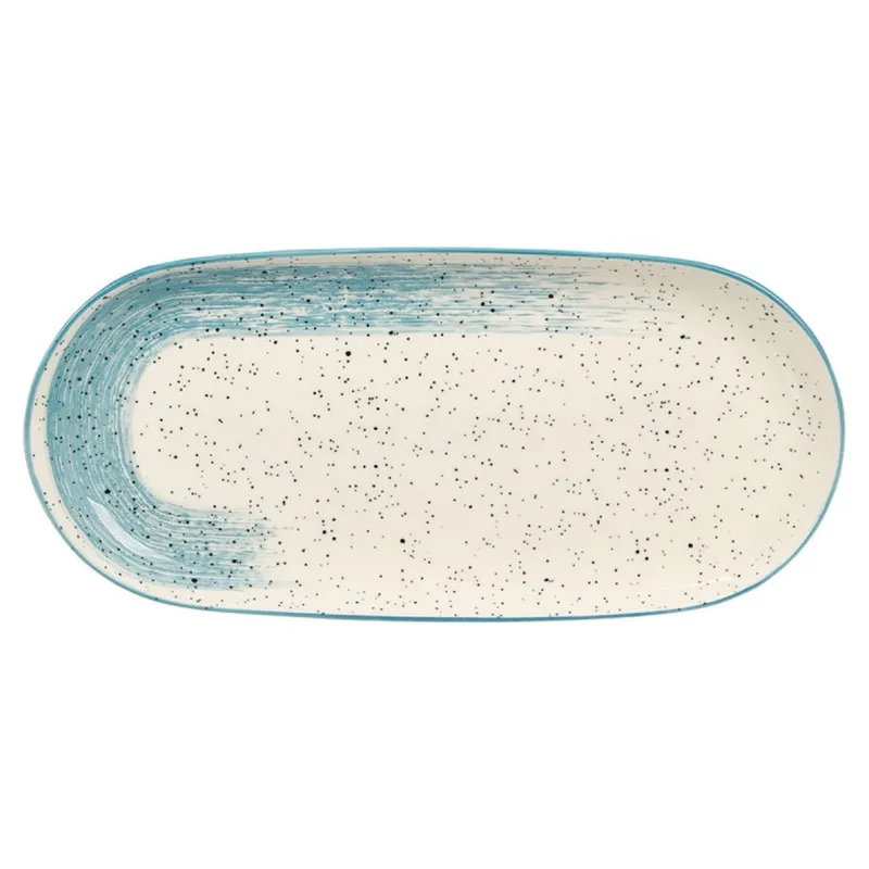 Owalna Patera Do Serwowania 15,5x33 cm - Niebieska