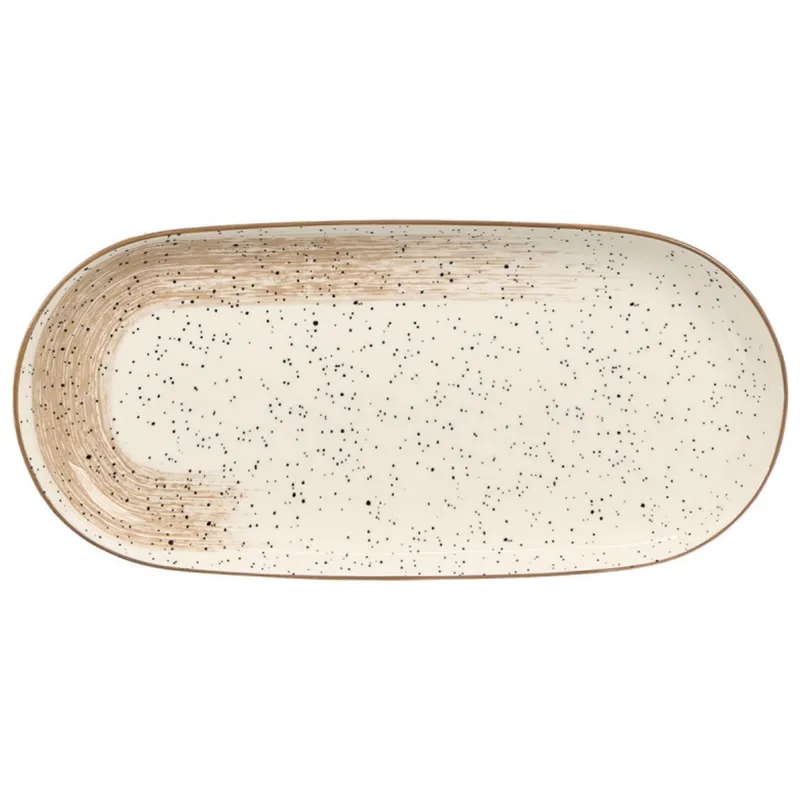 Owalna Patera Do Serwowania 15,5x33 cm - Brązowa