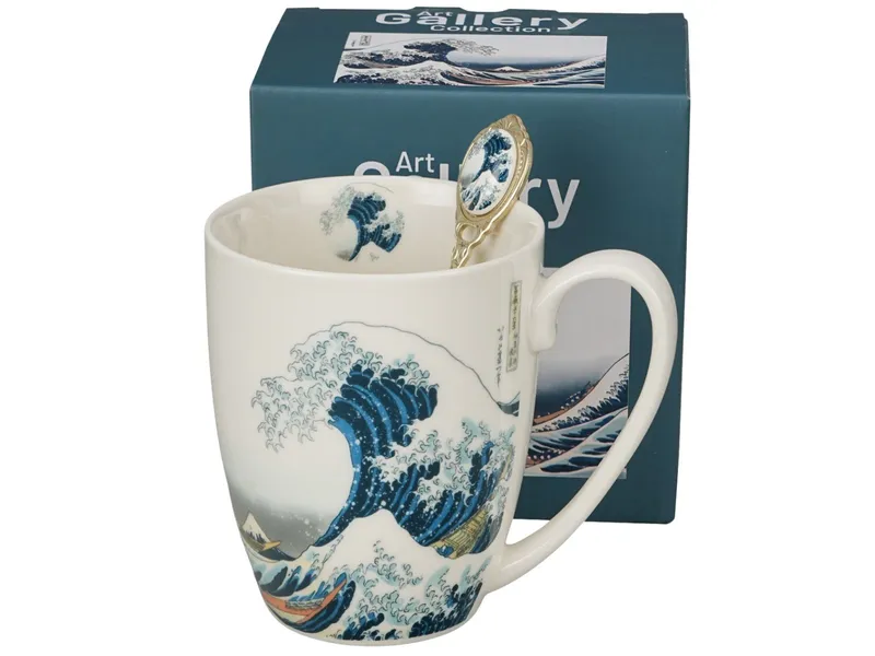 Porcelanowy Kubek Z Łyżeczką Hokusai The Great Wave 360 ml