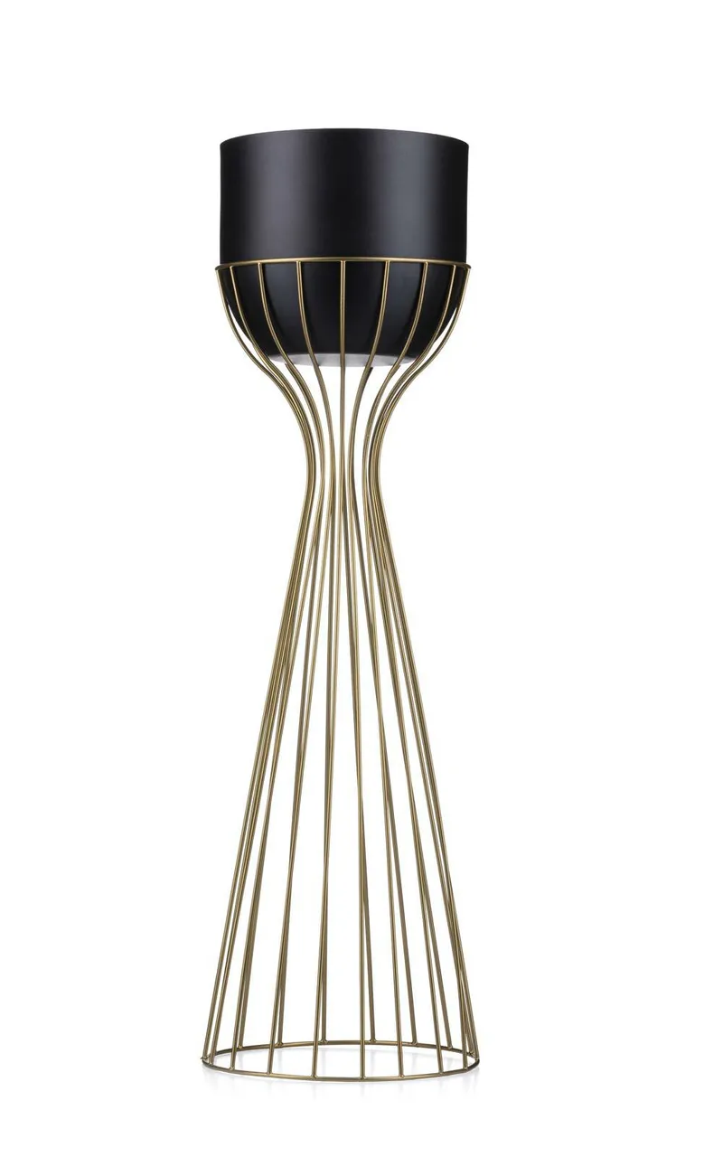 Kwietnik Nowoczesny 68 cm Złoto Czarny