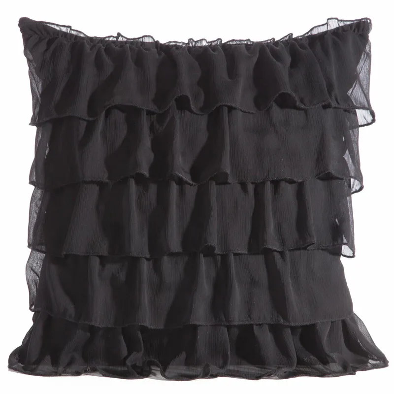 Poszewka DAISY 45x45 cm Falbana - Czarna