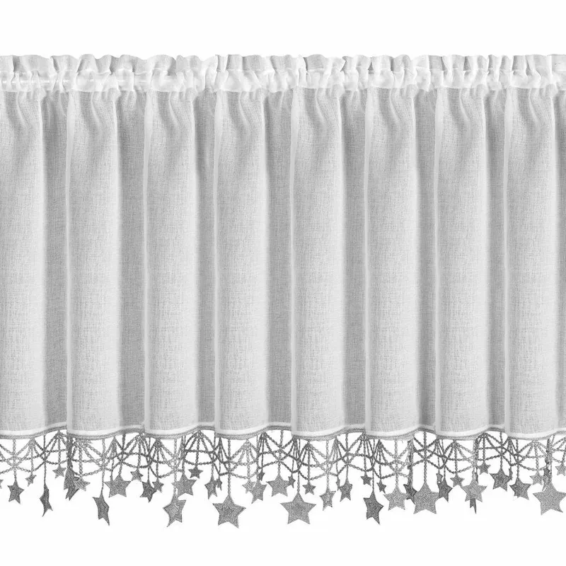 Zazdrostka Świąteczna 60x150 cm Biała Srebrne Gwiazdki