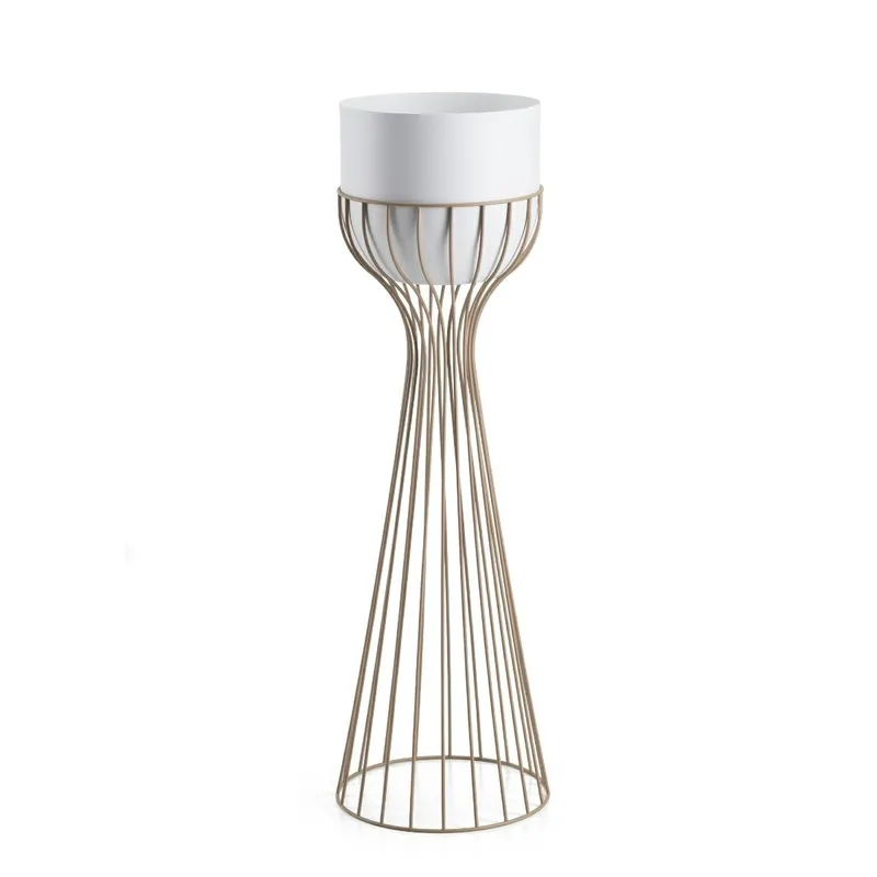 Kwietnik Stojący Z Białą Osłonką 68 cm Taupe