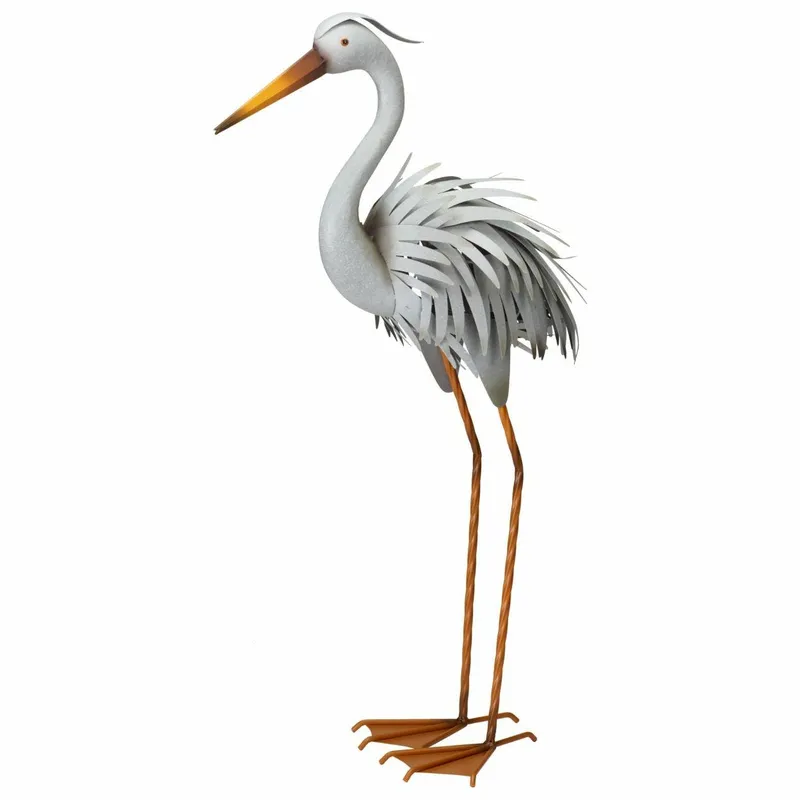 Dekoracyjna Czapla Metalowa 78,5 cm - Elegancka Figura Do Ogrodu