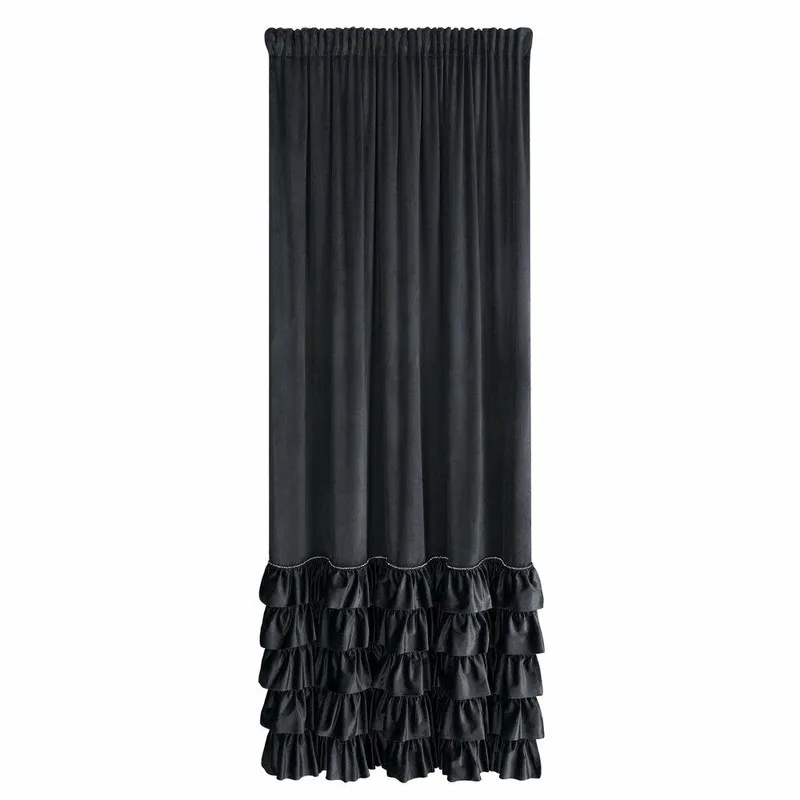 Zasłona CARLI 140x270 Falbany Cyr - Czarna