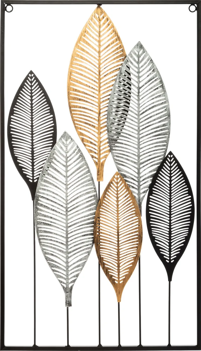 Metalowa Ozdoba Ścienna Liście 37x65 cm