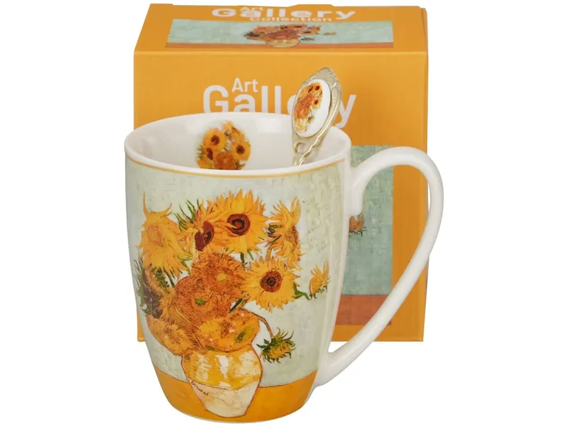 Porcelanowy Kubek Z Łyżeczką Van Gogh Sunflowers 360 ml