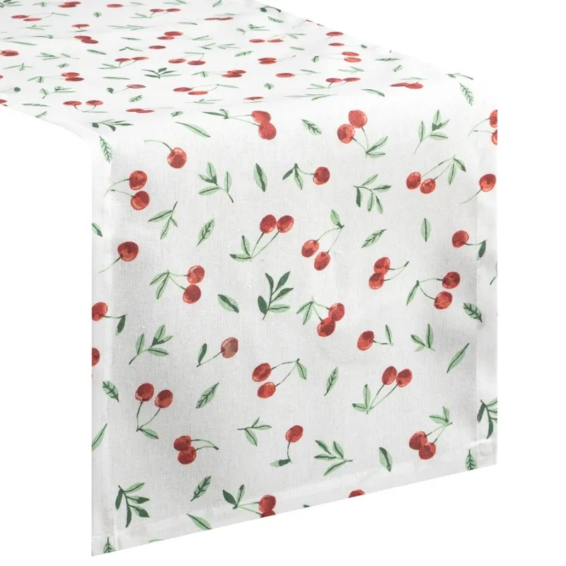 Bieżnik Plamoodporny Cherry 40x140 cm - Biały