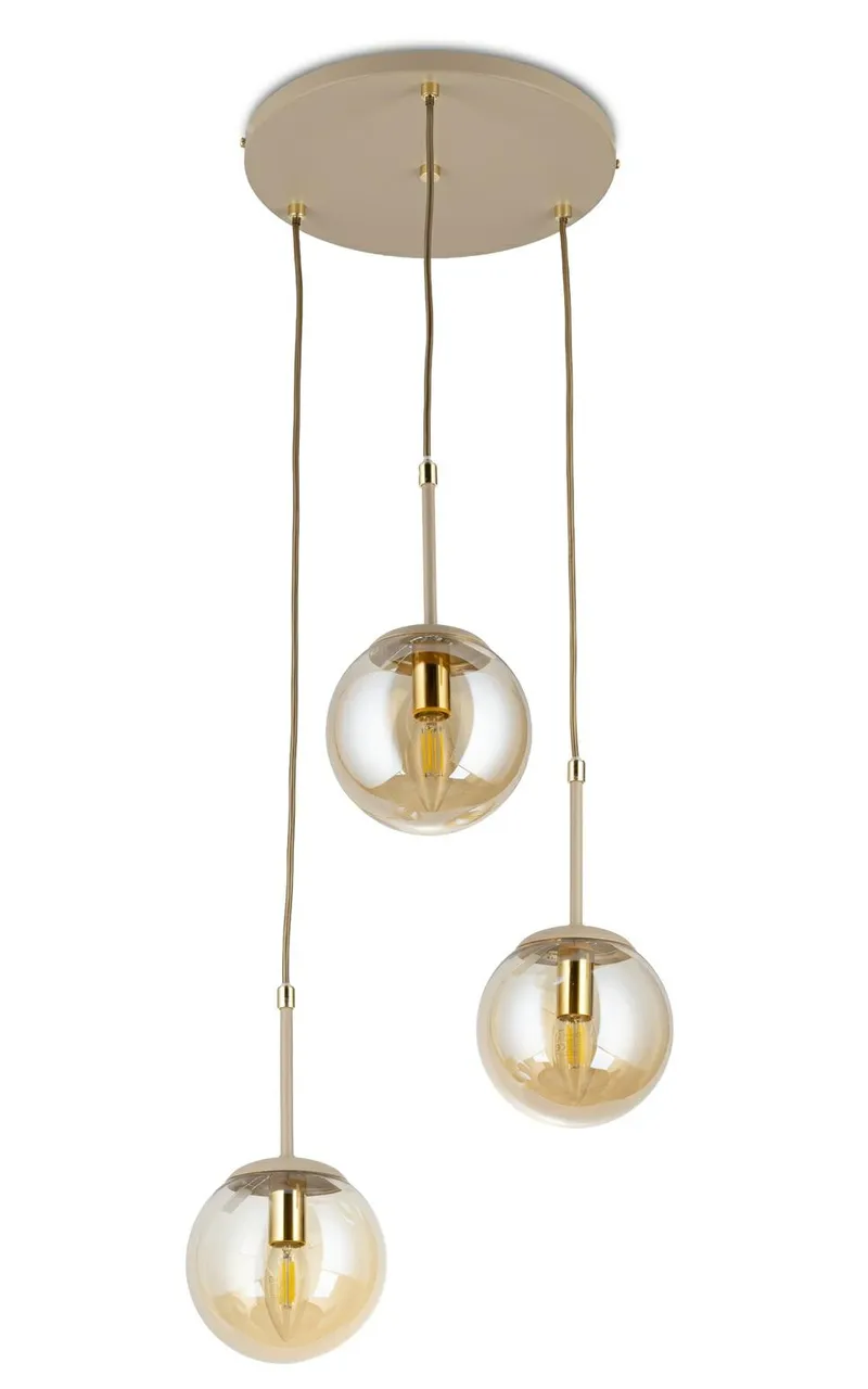 Lampa Wisząca Maro Szkło 3XE14 36 - Beżowa