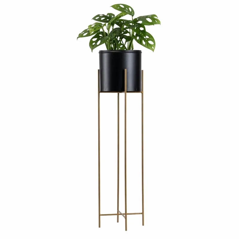 Kwietnik Z Osłonka 95 cm Złoto Czarny