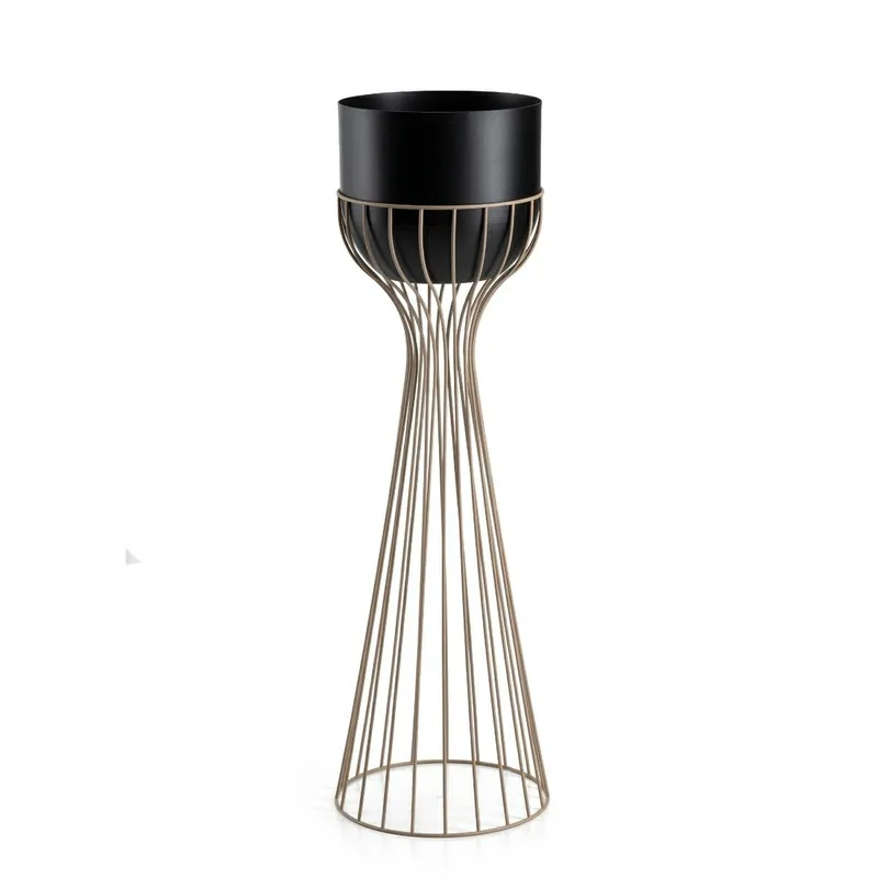 Kwietnik Stojący Z Czarną Osłonką 68 cm Taupe