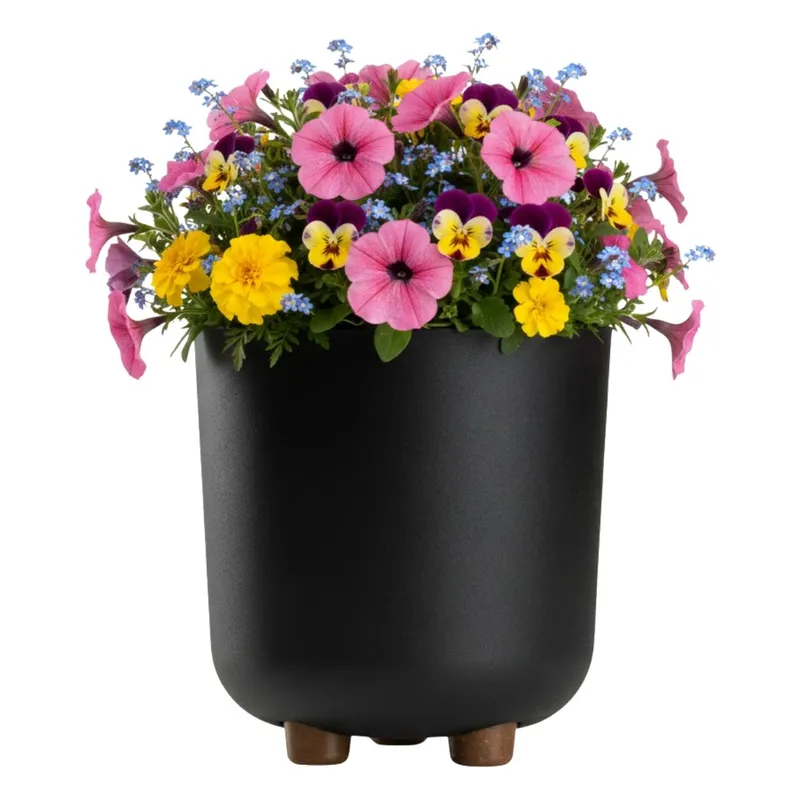 Donica TERRA Na Nóżkach Recykling H21X19,3 cm - Czarna