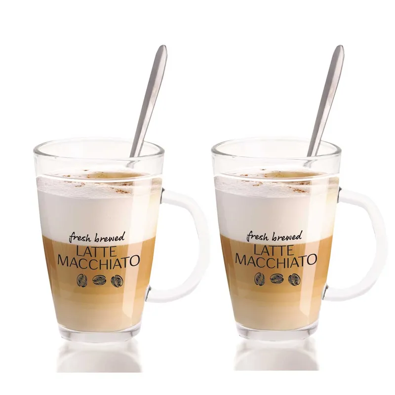 Szklanki Do Kawy Latte + Łyżeczki 300 ml