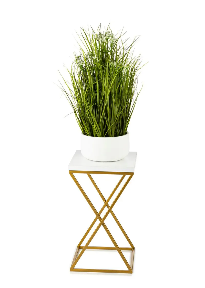 Kwietnik Stojący 40 cm Blat Białym Metal
