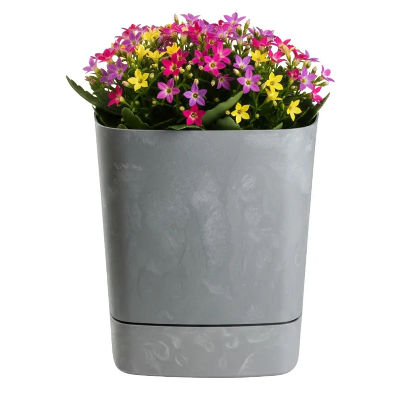 Donica Z Podstawką CUBI Recykling Beton 19x19 cm - Szary