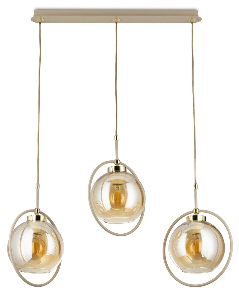 Lampa Wisząca Galaxy Szkło 3XE27 - Beżowa