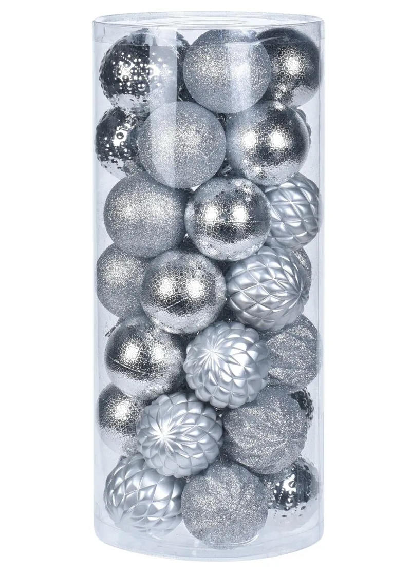 Bombki Choinkowe Diamond 35 szt - Srebrne