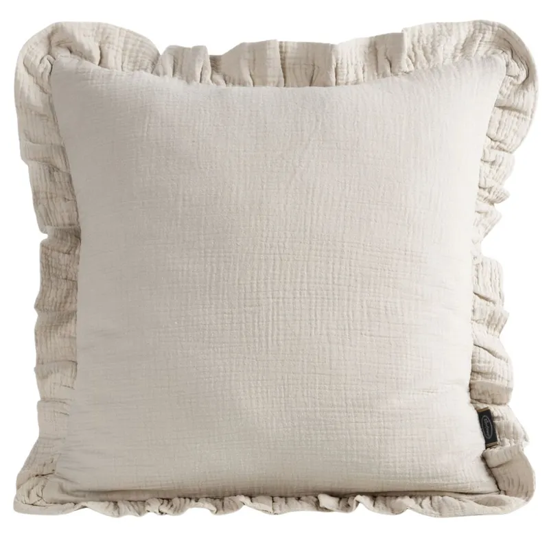 Poszewka MUSLIN 1 Falbanka 45x45 cm Beż