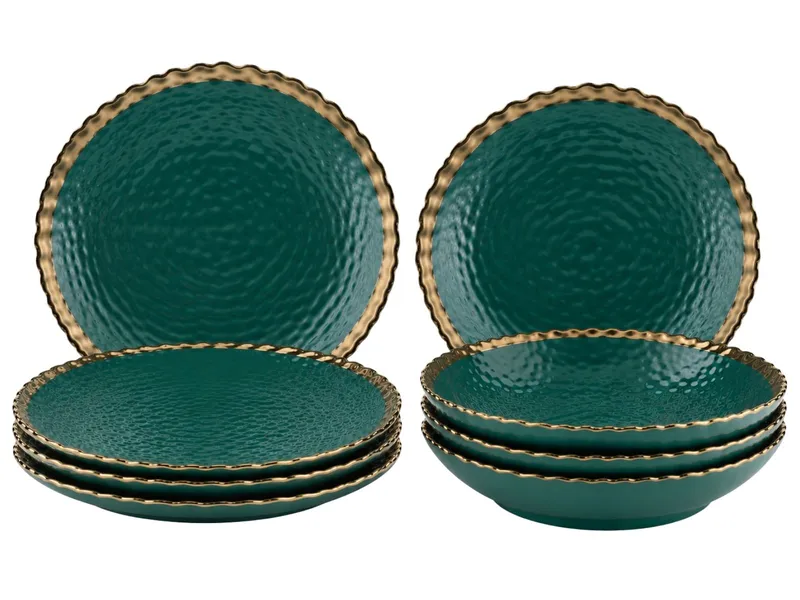 Komplet 8 Talerzy Kati Green Gold