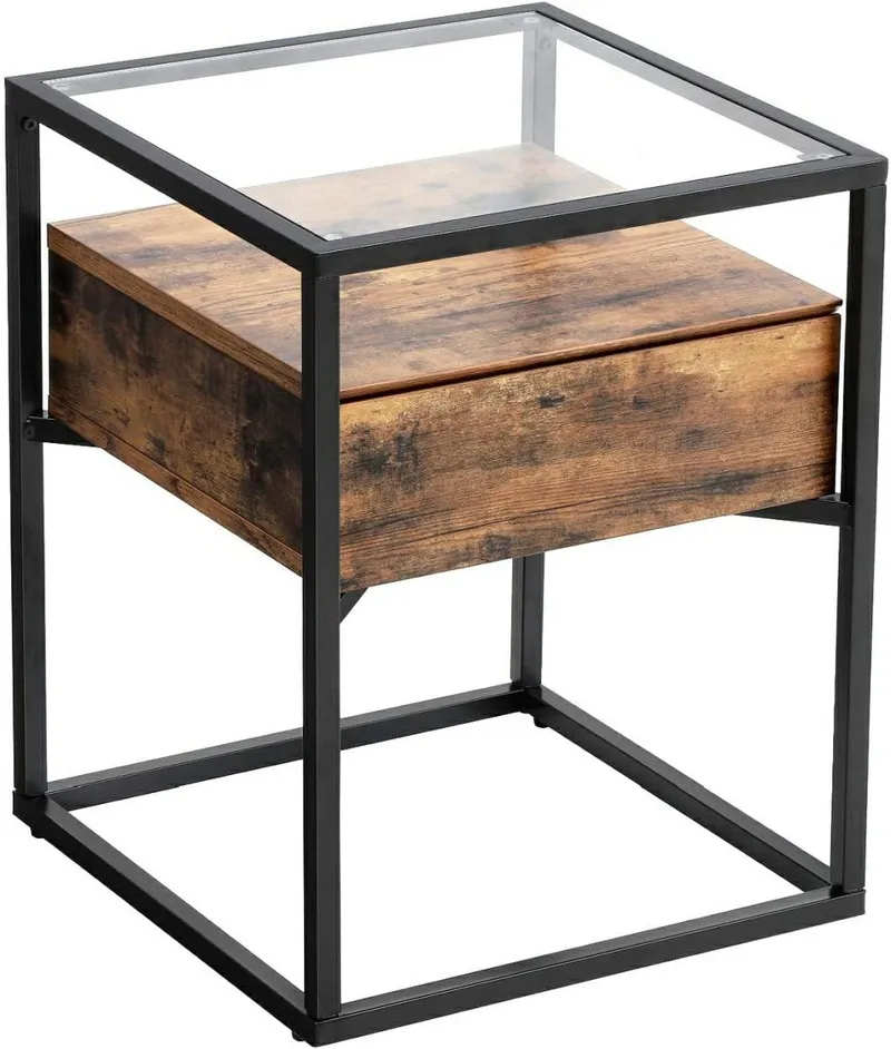 Stolik Pomocniczy Z Blatem Szklanym 54cm