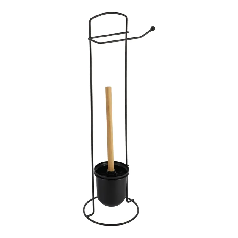 Stojak Ze Szczotką Do WC Black Bamboo
