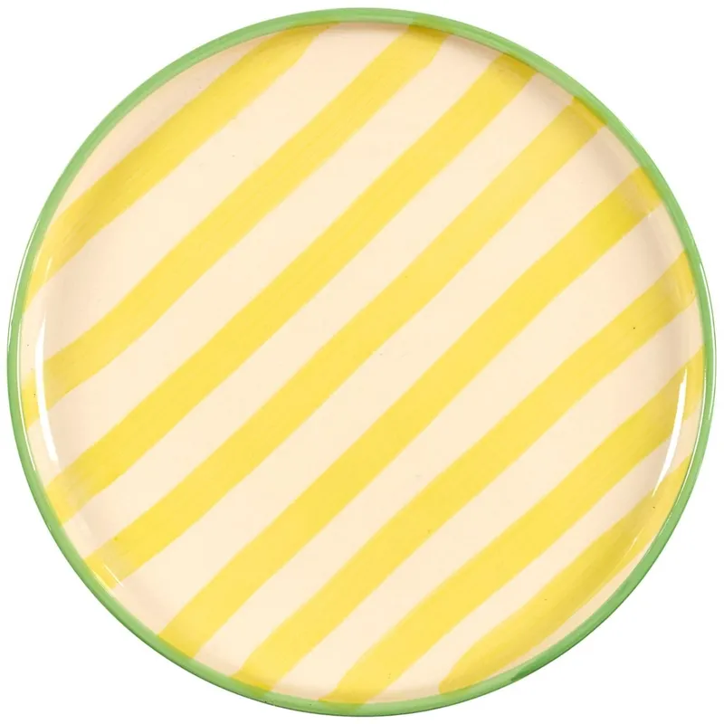 Talerz Deserowy Dolce Vita 20 cm Pasy - Żółte