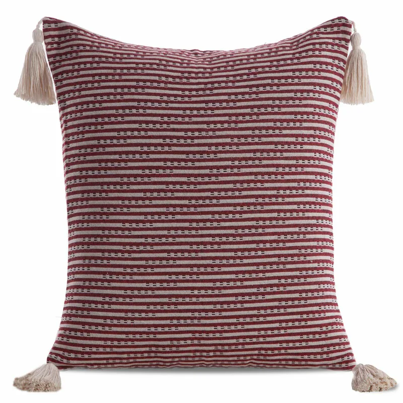Poszewka BOHO 45cm X 45cm Bordo Frędzle