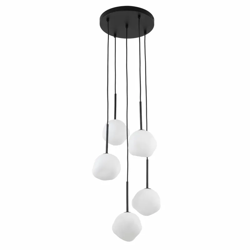 Lampa Wisząca MISTY Czarna Klosz Biały 5XG9