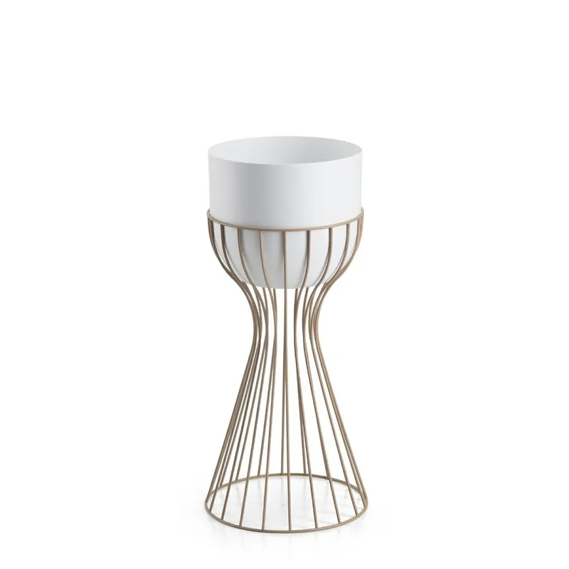 Kwietnik Stojący Z Białą Osłonką 46 cm Taupe
