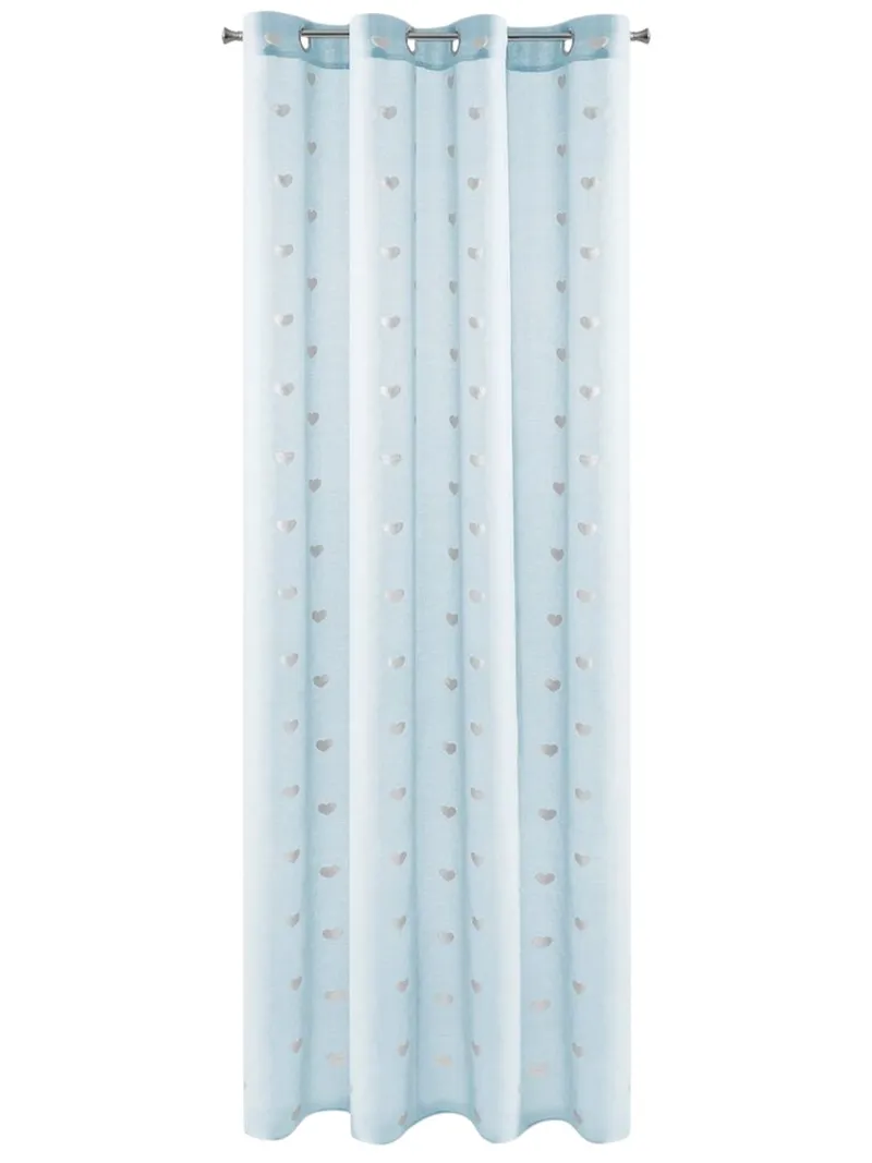 Firana BENAY 140x250 Błękit Srebro Serca
