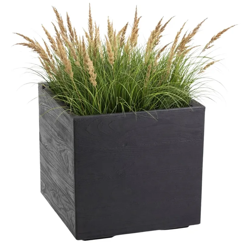 Donica Betonique Na Kółkach Deska Recykling 40X40XH40 cm - Czarny