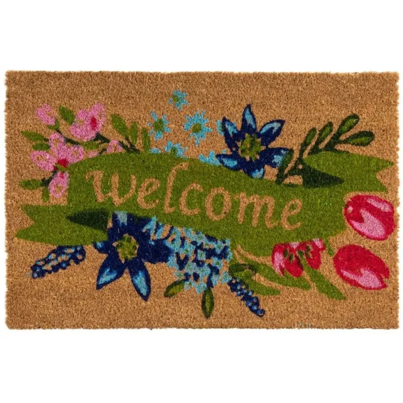 Wycieraczka Kokosowa Welcome Kwiaty Kolorowe 60x40 cm