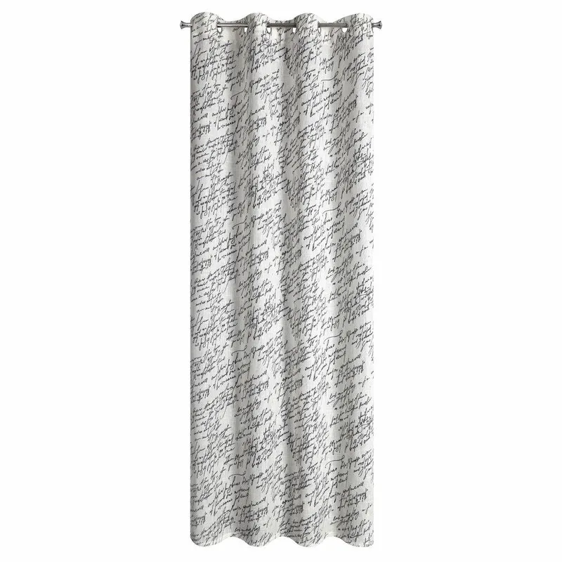 Zasłona EDITH 140x250 cm Napisy Przelotki - Czarne