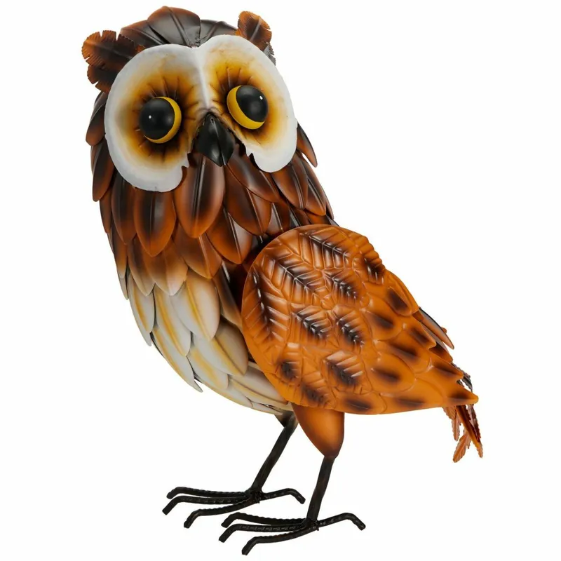 Figurka Ogrodowa Sowa Z Metalu 37 cm - Brązowa