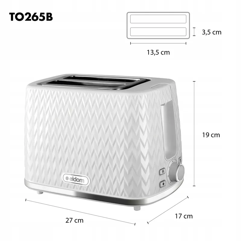 Toster Opiekacz Kanapek 930W TO26 Nele - Biały