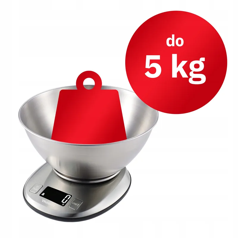 Waga Kuchenna EK4390 INOX Stal Nierdzewna LCD 5kg 1g Misa Tarowanie
