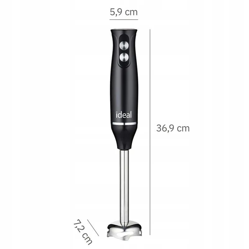 Blender Ręczny Stalowe Ostrza 800W Tryb PULSACYJNY IK1001 - Czarny