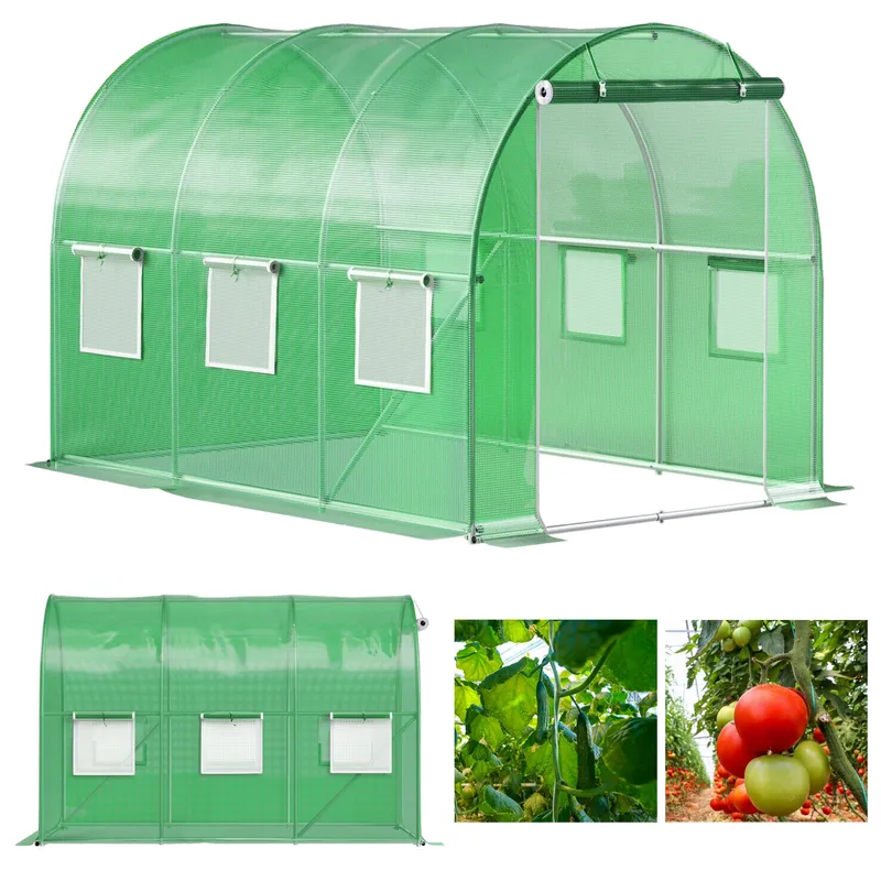 Tunel Foliowy Ogrodowy 10 m² Raven 400 x 250 x 200 cm - Zielony