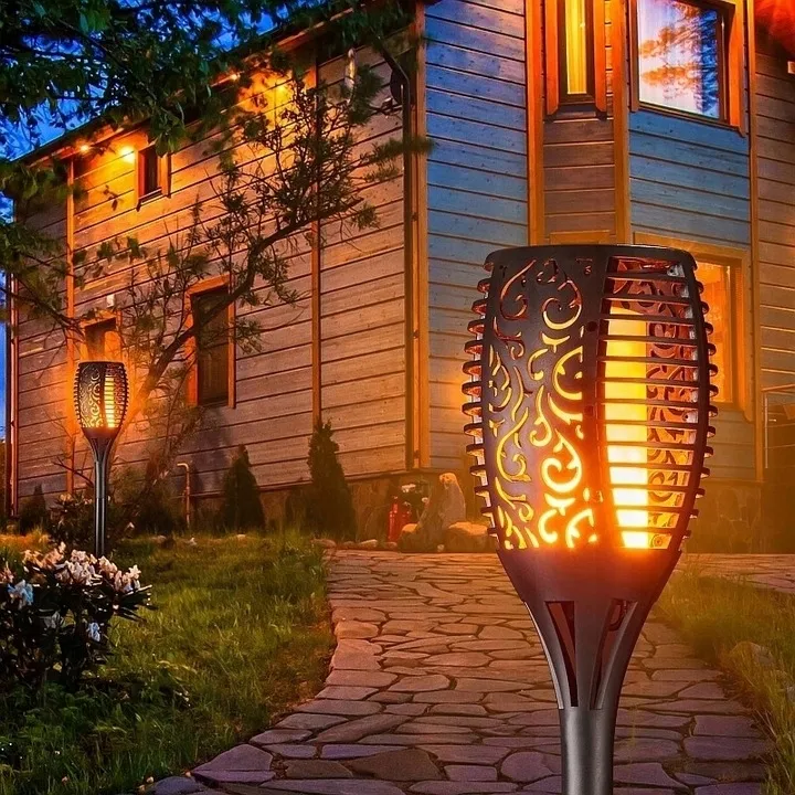 Lampa Solarna Pochodnia LED Wbijana Zewnętrzna
