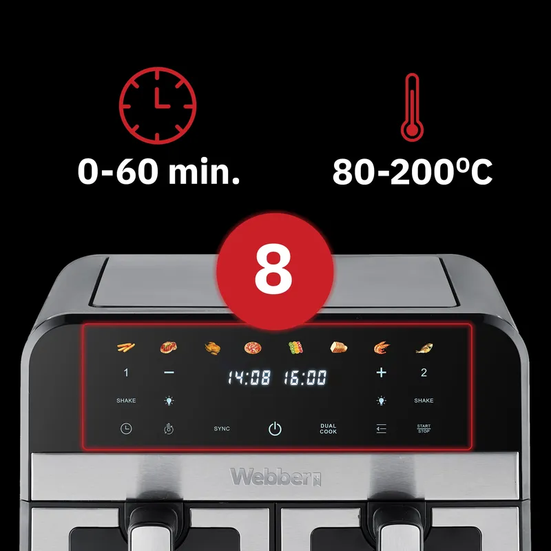 Frytkownica Beztłuszczowa Podwójna Air Fryer Dwukomorowa Ceramiczna