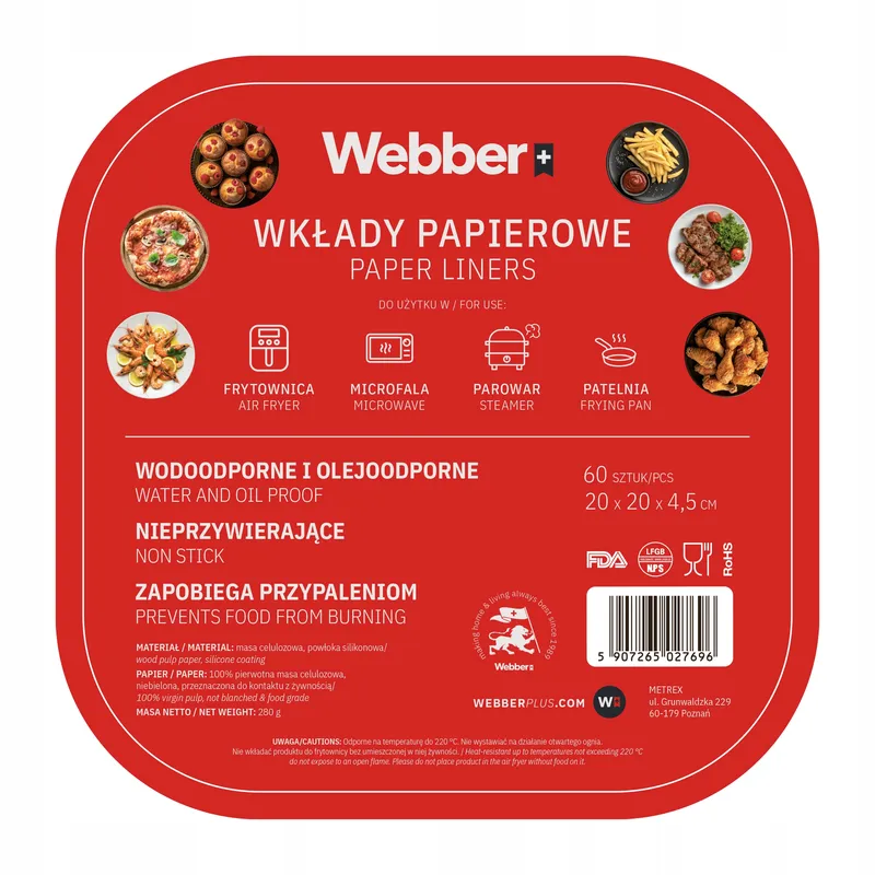 60X Wkład Air Fryer Papier Wkłady Papierowe Do Frytkownicy Beztłuszczowej