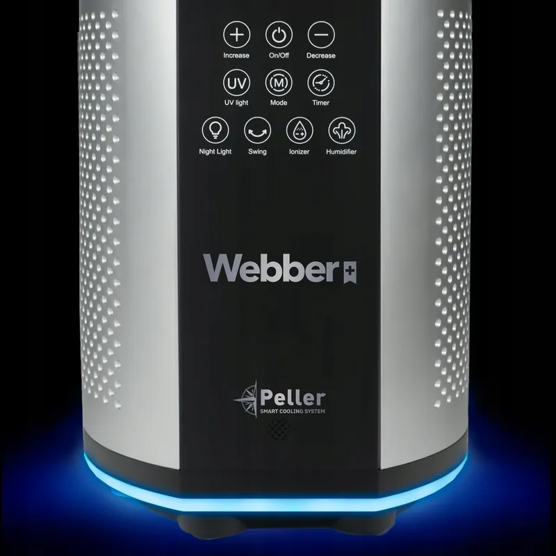 Bezłopatkowy Wentylator Z Nawilżaczem Podłogowy WB1820 CICHY - Czarny