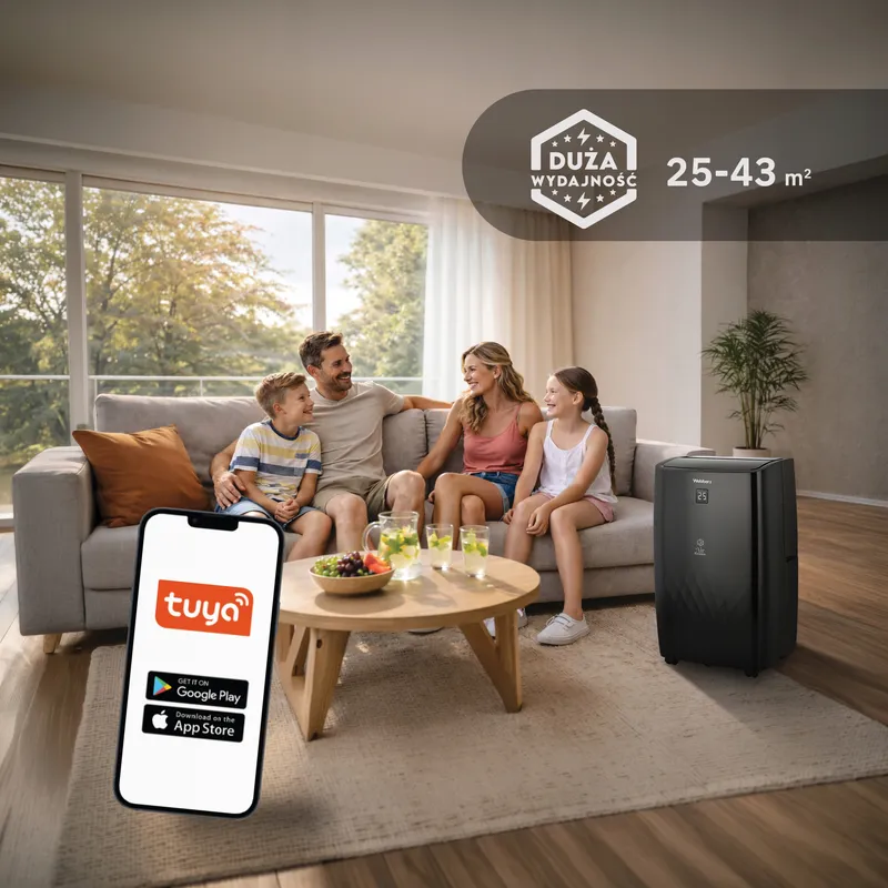 Klimatyzator Przenośny 9000BTU 4w1 WIFI Grzanie Osuszacz Pilot 43m²
