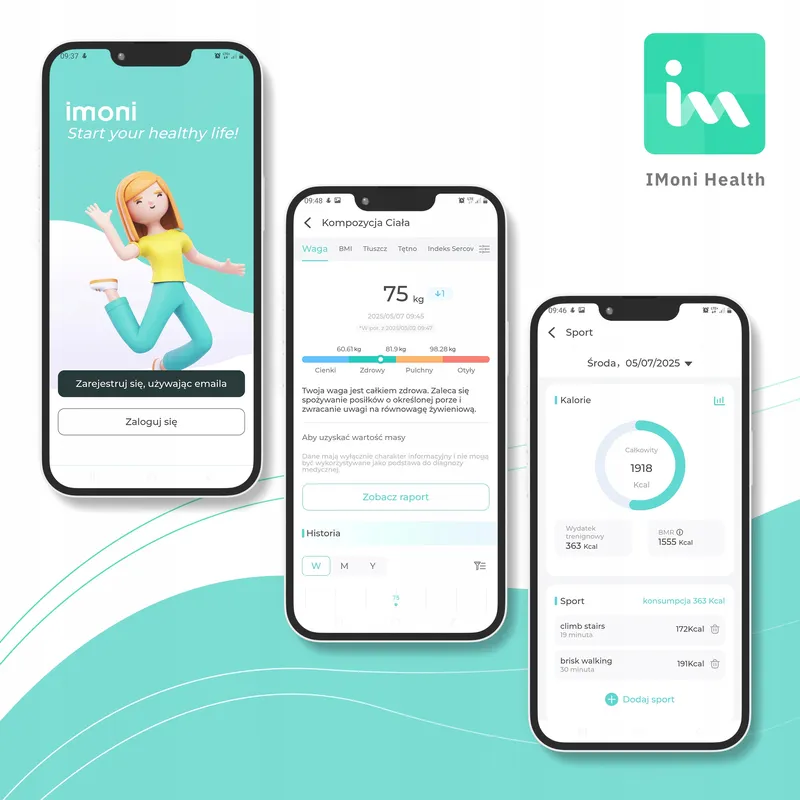 Waga Łazienkowa Analityczna 16 Parametrów Apple Health, Google Fit, IF1321C