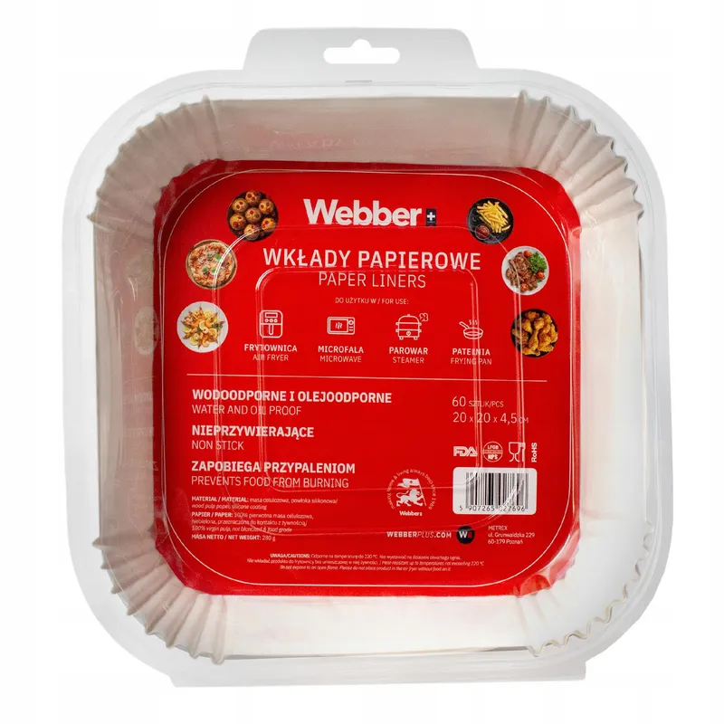 60X Wkład Air Fryer Papier Wkłady Papierowe Do Frytkownicy Beztłuszczowej