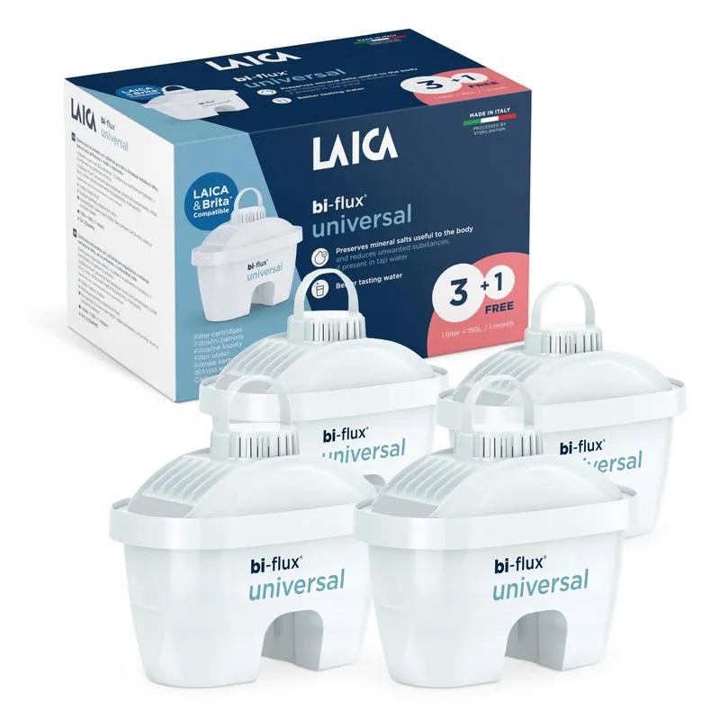 Wkład Filtrujący LAICA BI-FLUX Universal Filtr Do Dzbanka Wody 4 Sztuki