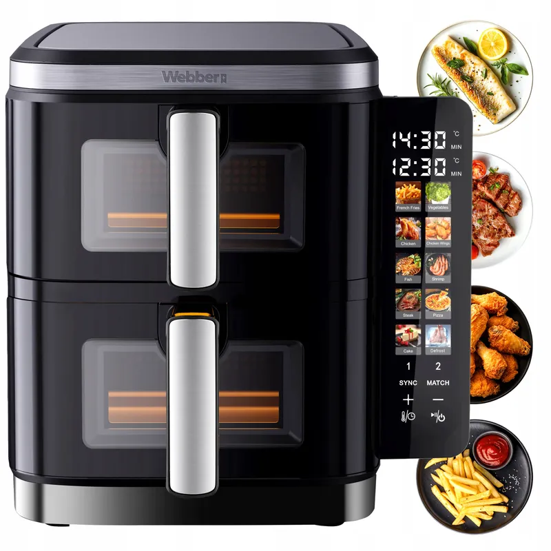Frytkownica Podwójna Pionowa Beztłuszczowa Air Fryer 2800W 11l XXL