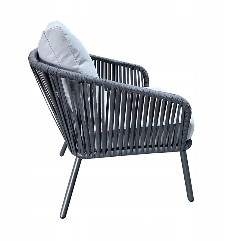 Komplet Mebli Ogrodowych Stolik + 2 Fotele Aluminiowe Z Technorattanu