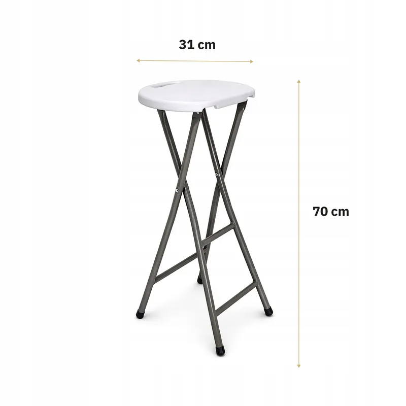 Hoker Cateringowy Składany NUFORMA 70 cm Krzesło Barowe HDPE - Biały